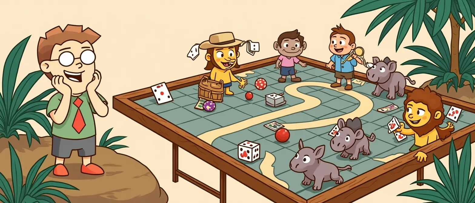 Jumanji Board Game: banner artwork with the BoardGameMovie mascot