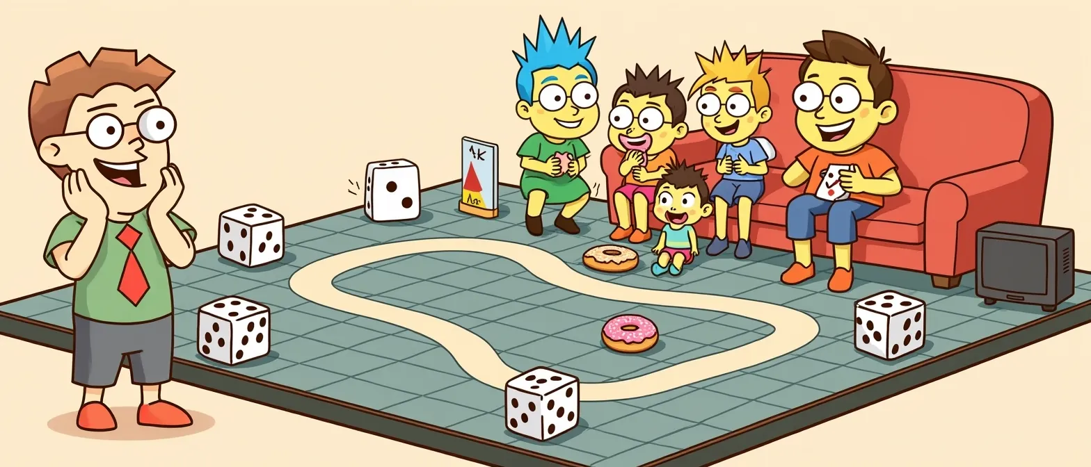 The Simpsons Board Games: banner artwork with the BoardGameMovie mascot