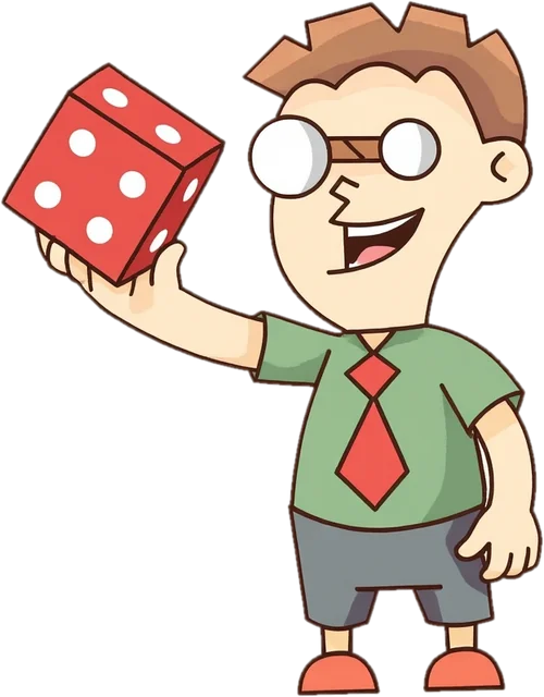 The BoardGameMovie mascot, a cartoon fan with round glasses