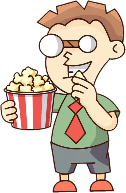 The BoardGameMovie mascot, a cartoon fan with round glasses