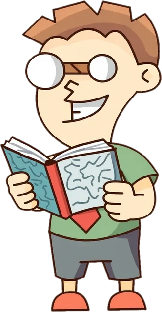 The BoardGameMovie mascot, a cartoon fan with round glasses