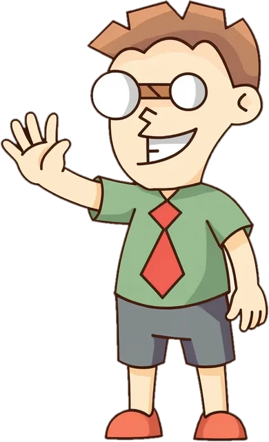 The BoardGameMovie mascot, a cartoon fan with round glasses